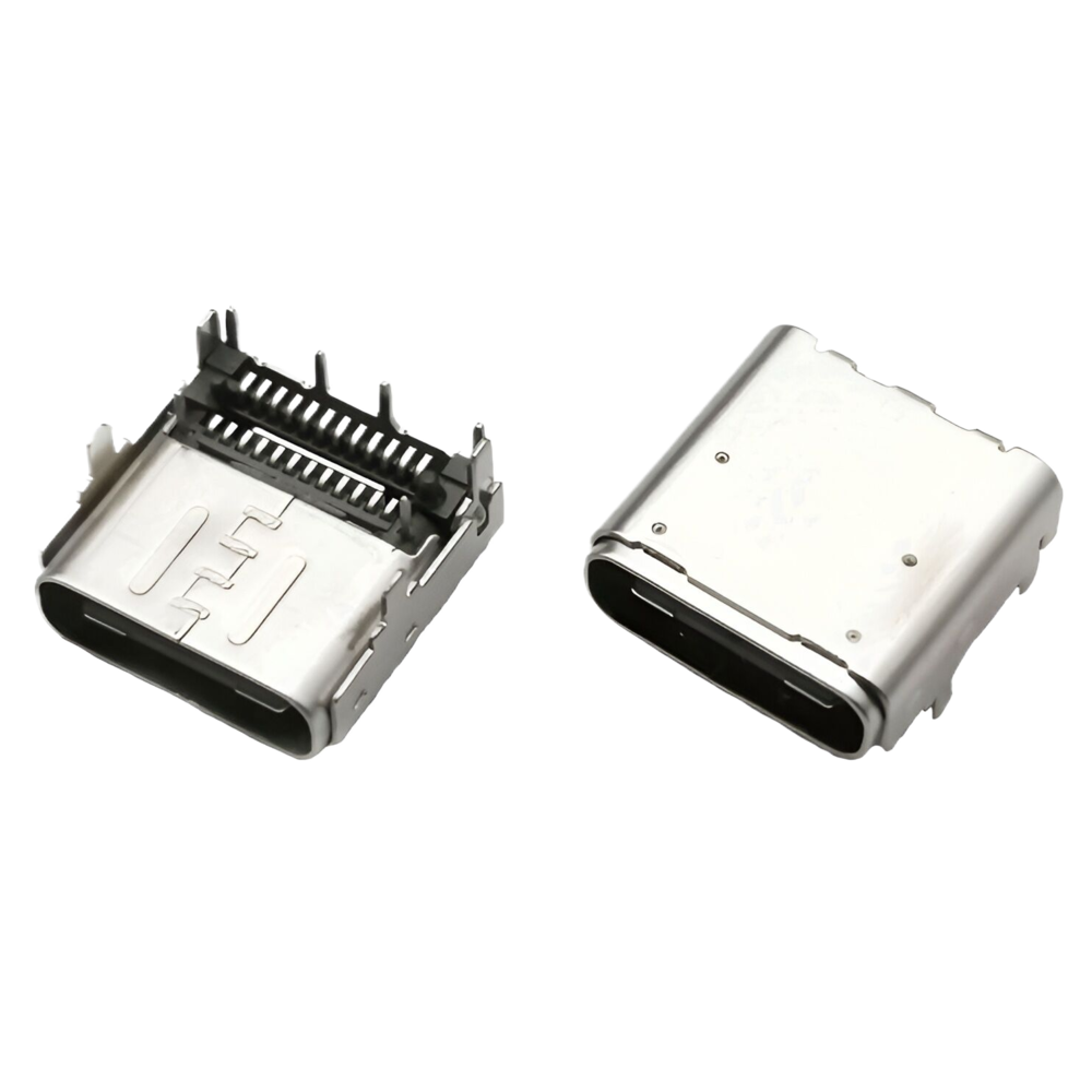 TYPE C 24P母座 八脚插板 双排SMT CH=1.6MM 板上高度H=3.35MM L=8.95MM