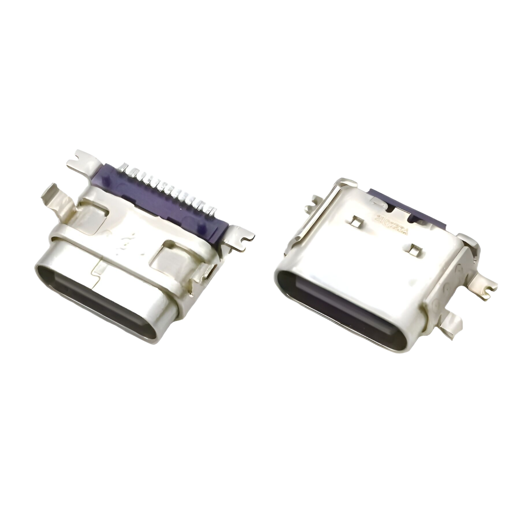 黑胶/紫胶 TYPE C 16P母座 板上SMT 前插后贴 板上H=3.46MM 长度L=8.1MM（华为66W快充专用）