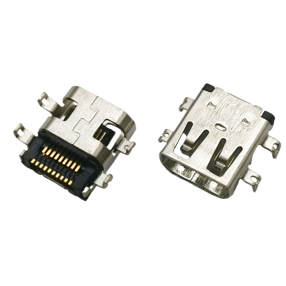MICRO HDMI 19P母座 四脚沉板1.0MM 双排SMT L=7.45MM 贴麦拉/不贴麦拉