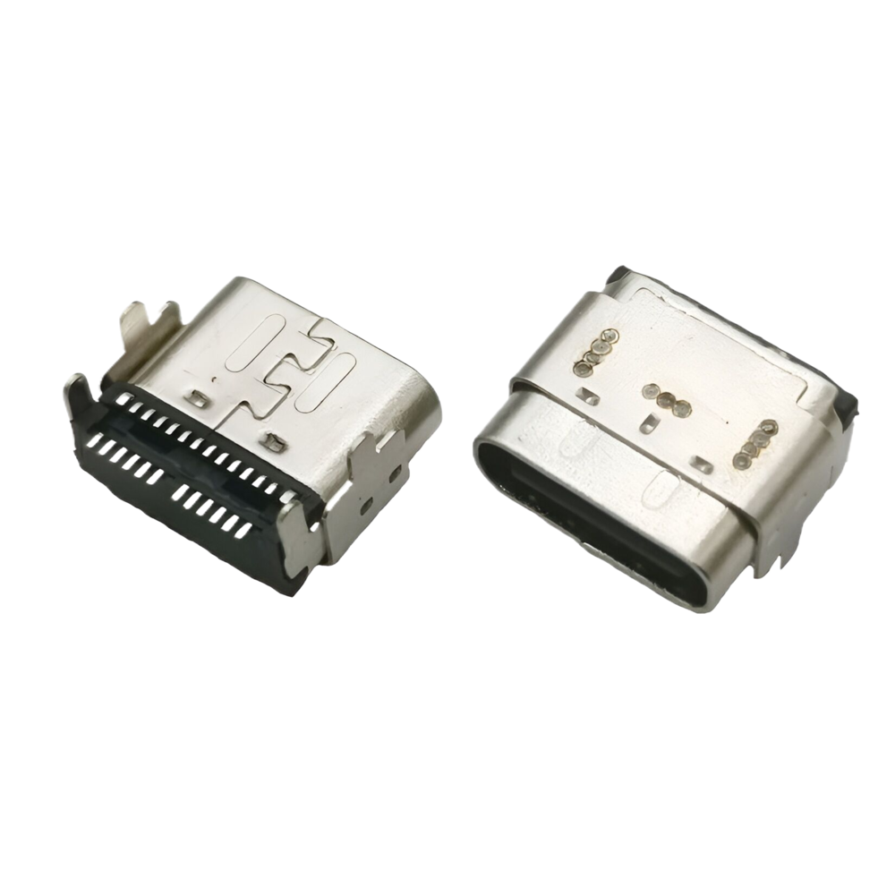 TYPE C 24P母座 板上双贴SMT  四脚插板 CL=1.93MM 长度L=7.9 双壳 替代Molex款