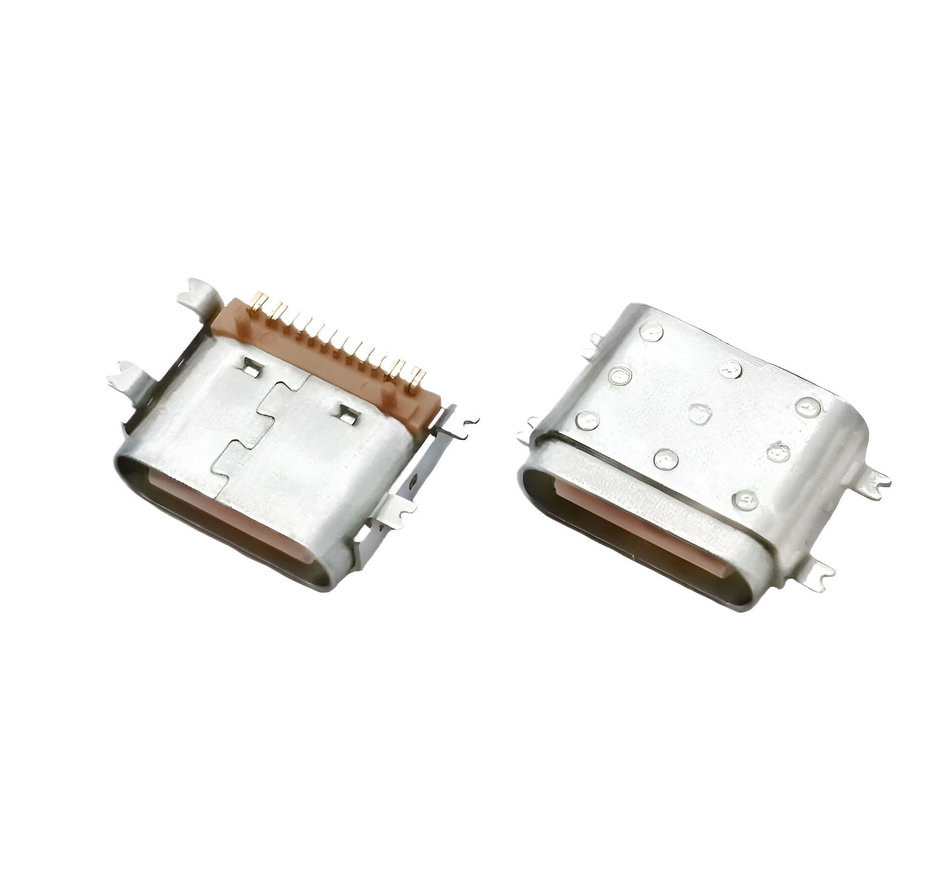 TYPE C 16P母座 四脚全贴SMT  长度L=7.0MM 双壳 橙胶
