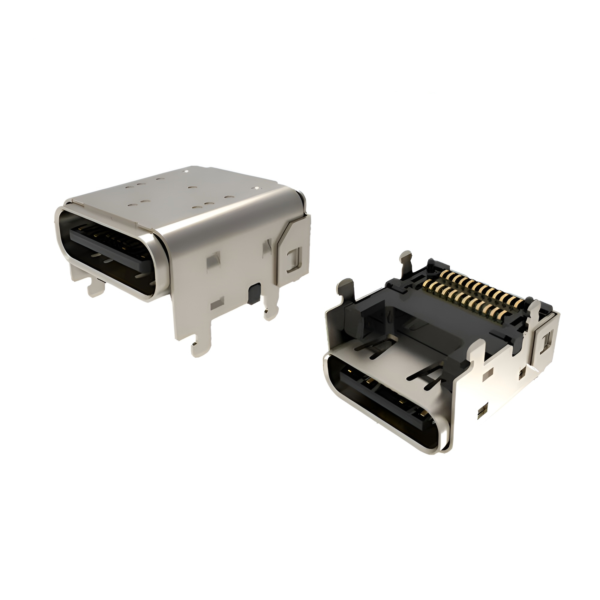 闪电USB 4.0 TYPE C 24P母座 四脚插板 板上双贴SMT 垫高CH=3.4MM 7A大电流