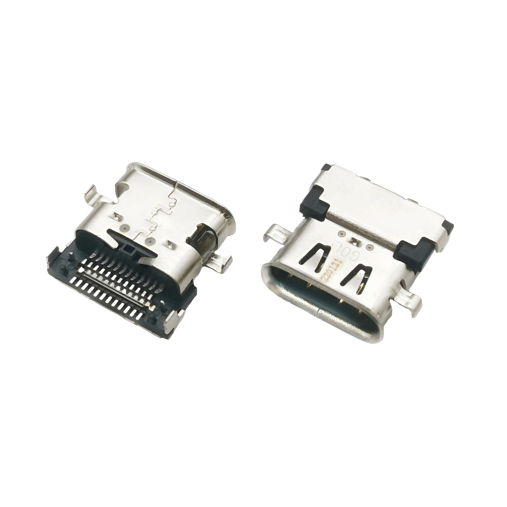 闪电USB 4.0 TYPE C 24P母座 四脚沉板2.2MM 双排SMT  CH=3.12MM L=9.53MM 卷口